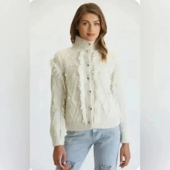 FATE Sweater Cardigan Sz Small Cream - Picture 9 of 9